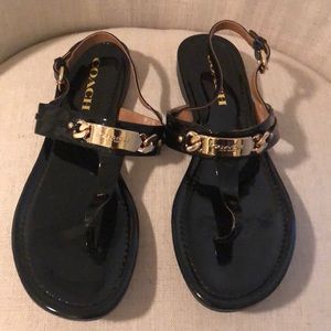 Coach Catherine Black Sandal with Gold NWOT